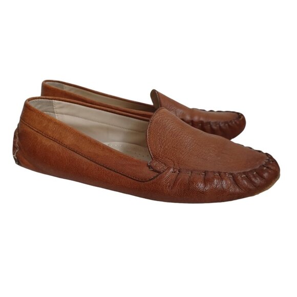 Cole Haan Leather Loafers Driving Moccasin Flats Brown Caramel Color Womens 8.5 - Picture 1 of 16